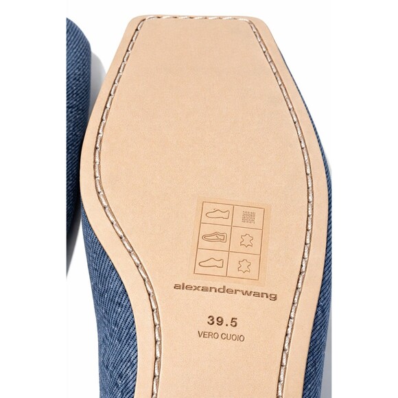 Alexander Wang Billie Flat Womens Size 9 Square Toe Ballet Shoes Indigo Denim - Picture 12 of 16